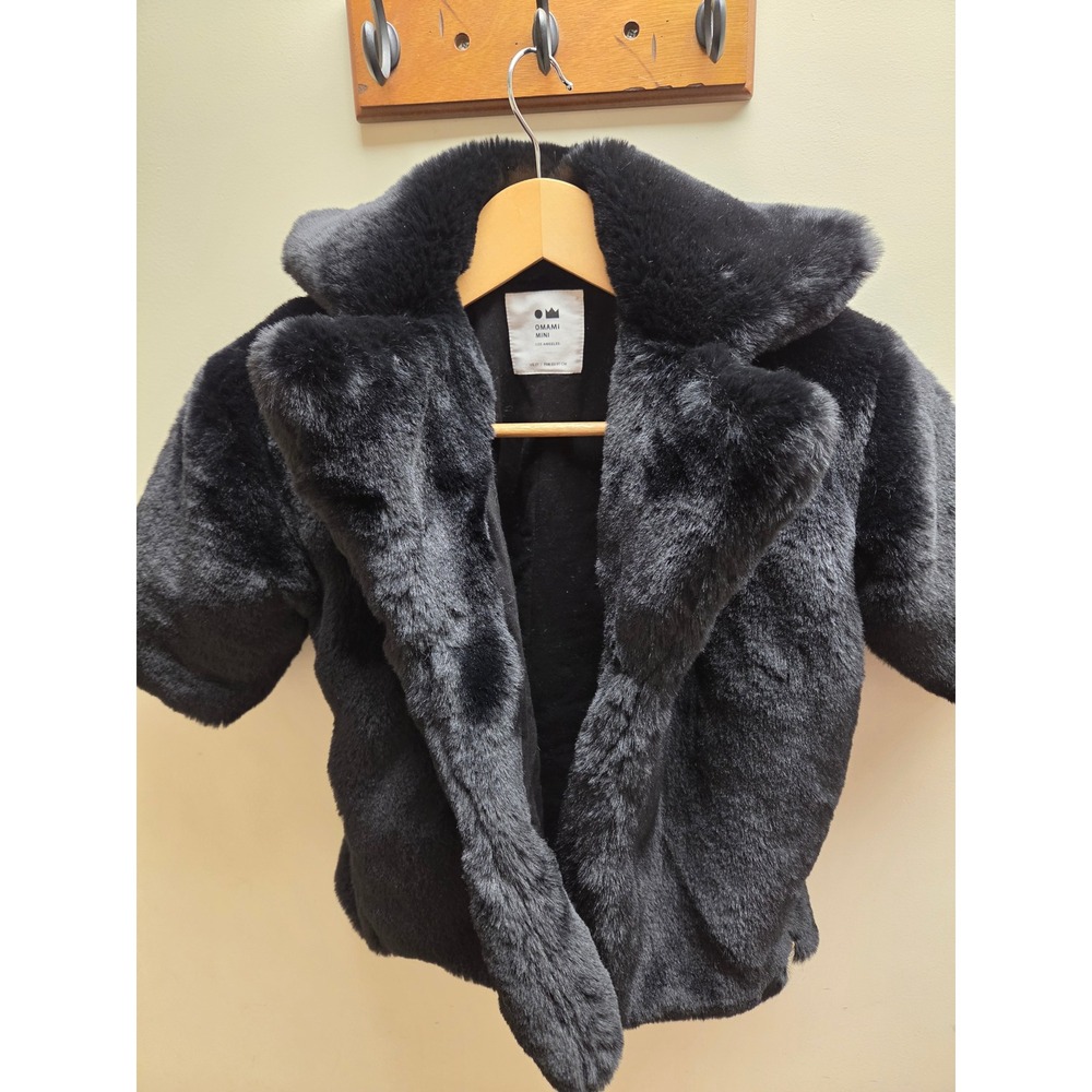 Omami Mini Los‎ Angeles Black Faux Fur Jacket Coat Toddler Size 2T Kids